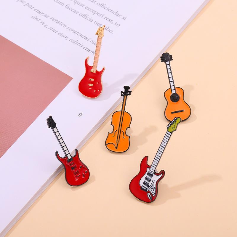 Musical Instruments Cartoon - Pins Custom Bass Guitar Brooches Musical
