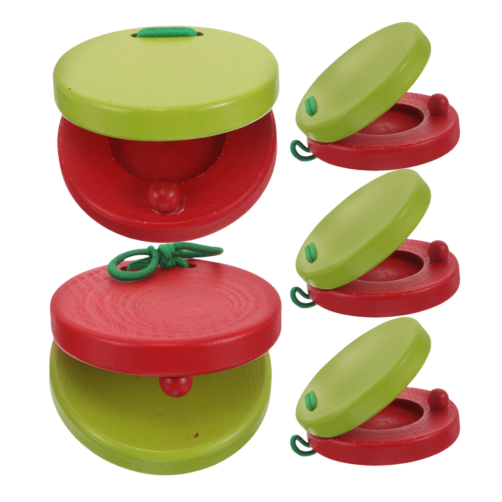 Musical Instruments Cartoon - 5Pcs Round Wooden Castanets Cartoon Style