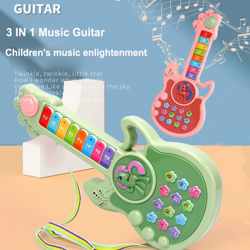 Musical Instruments Cartoon - New Three-mode Children's Electric Guitar Button