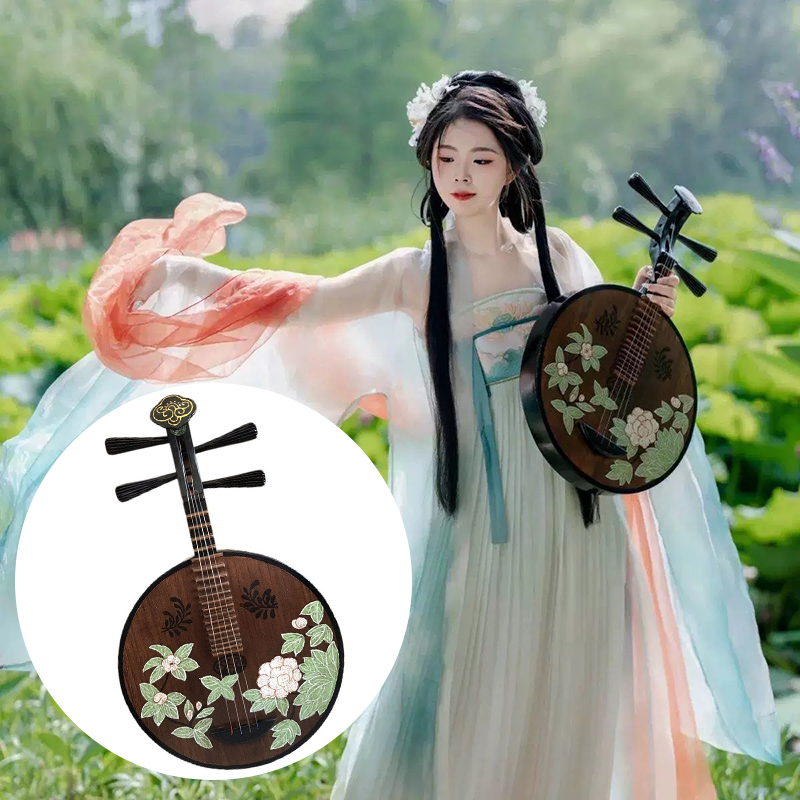 Musical Instrument Lute - Solid Wood Pipa Chinese Traditional Painting