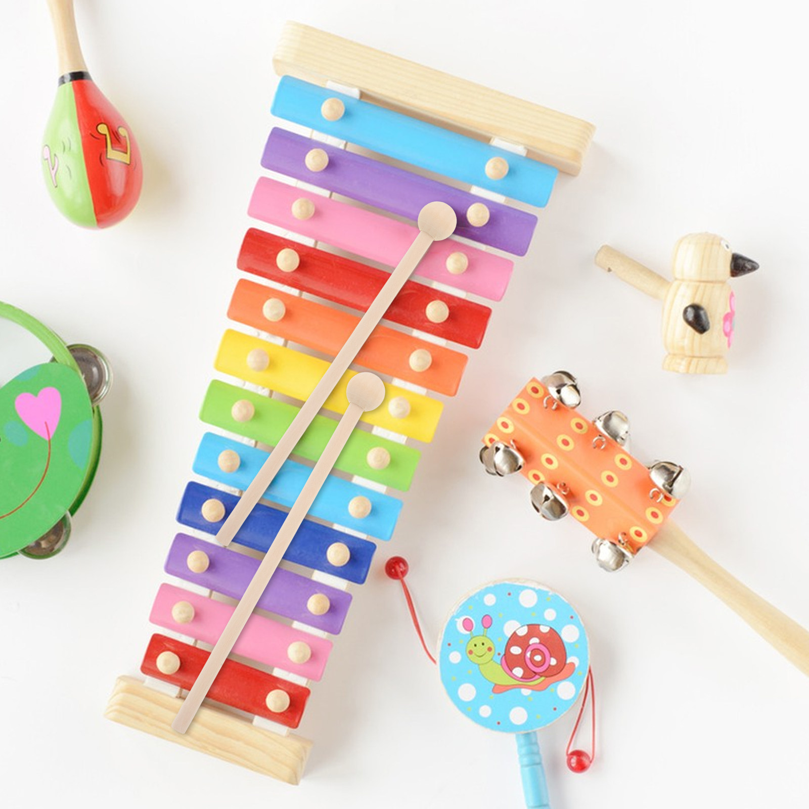 10Pcs Child-Sized Wooden Malle - Musical Instrument Xylophone recension och pris