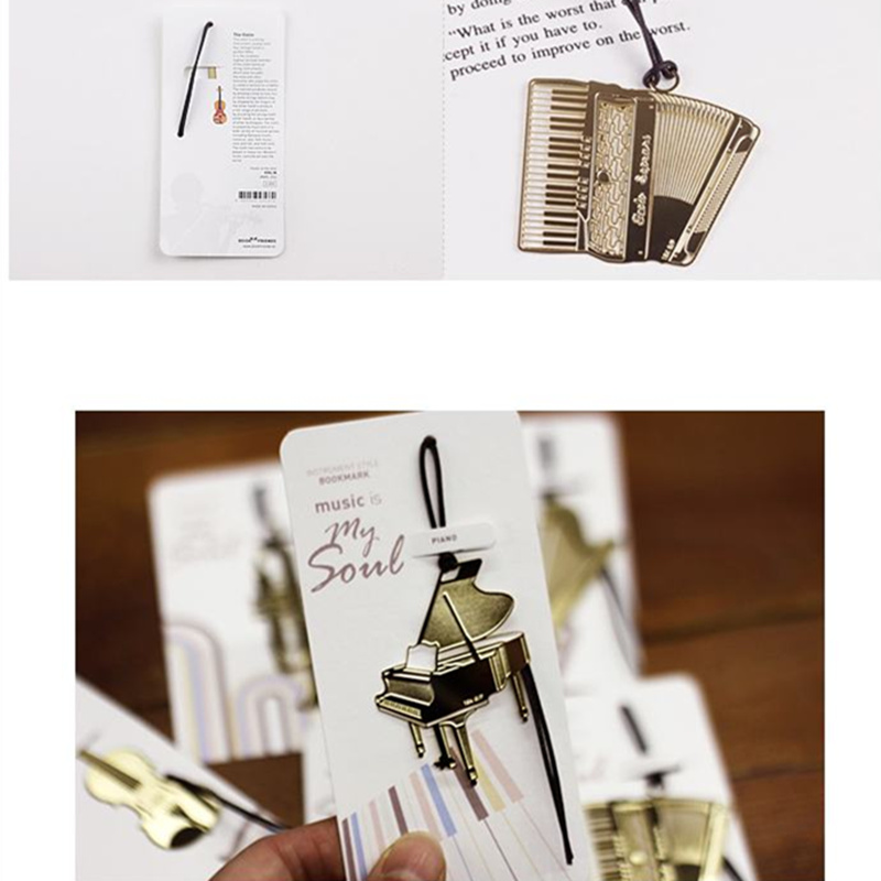 6pcs Music Metal Bookmark Gold - Musical Instrument Book recension och pris